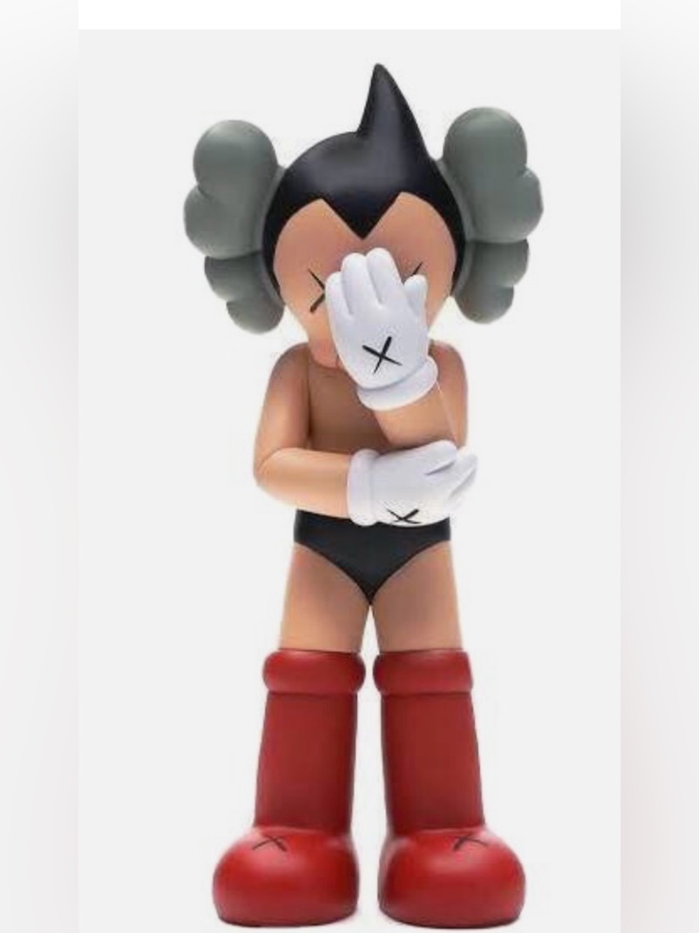Astro boy KAWS Figure in Black Shorts with Red Boots and Gray Ears